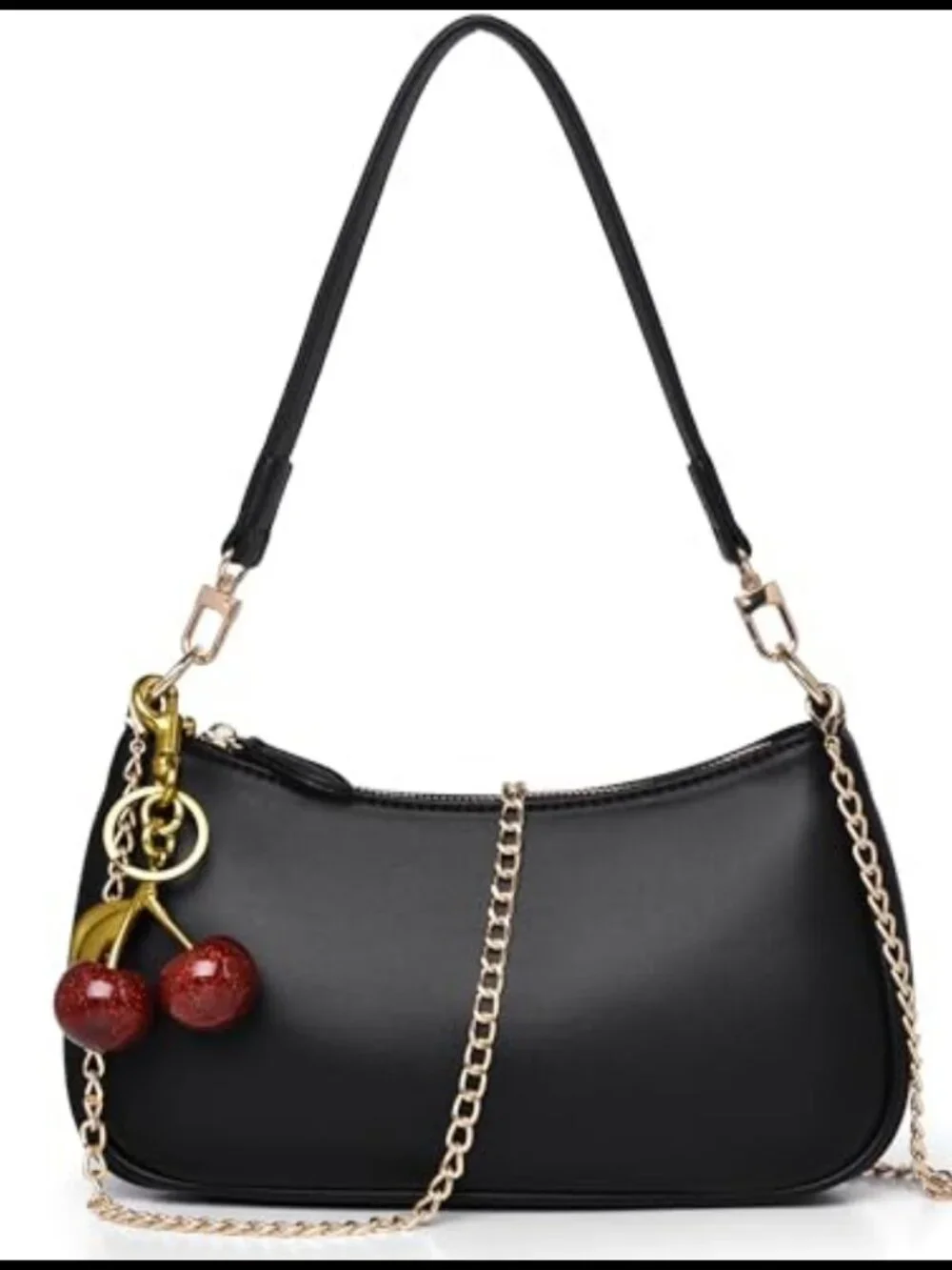 PU Leather Hobo Shoulder Bag Crossbody Clutch with RFID Wallet & Cherry Keychain
